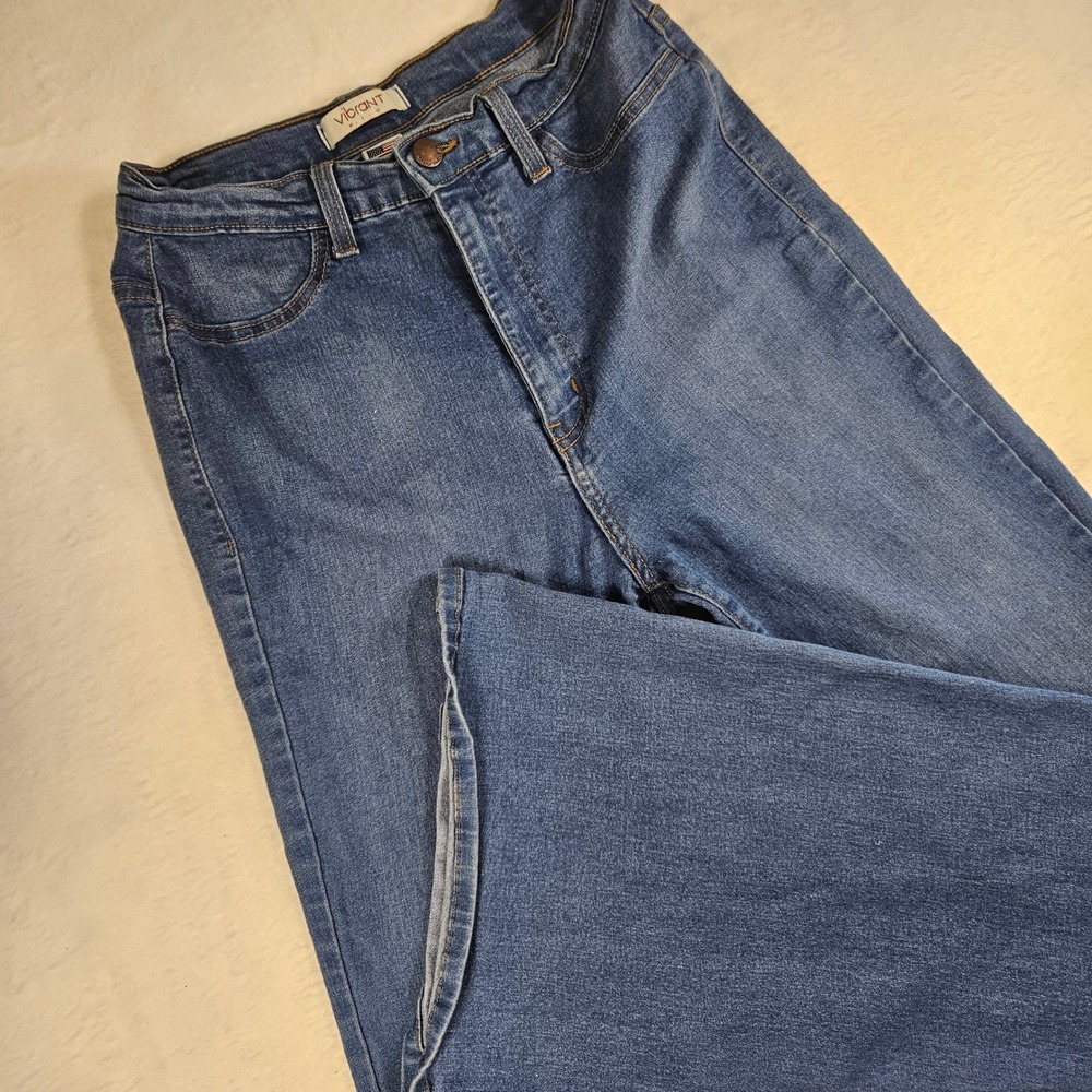 Vibrant MIU Womens High Waisted Flare Jeans Medium Wash Size 9 W28 P522 USA Made